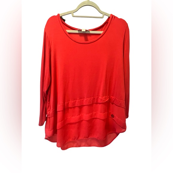 EUC Michel Kors Coral Layered Blouse - Size Large - Picture 2 of 6
